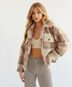 Steve Madden Sale Anwar Plaid Sherpa Jacket