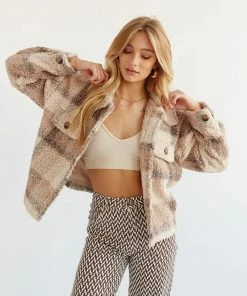 Steve Madden Sale Anwar Plaid Sherpa Jacket