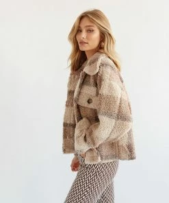 Steve Madden Sale Anwar Plaid Sherpa Jacket