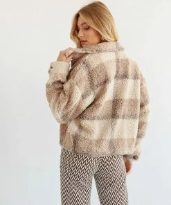 Steve Madden Sale Anwar Plaid Sherpa Jacket