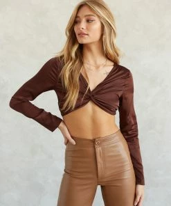 Wendy Twist Satin Crop Top