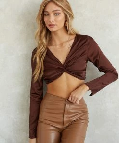 Wendy Twist Satin Crop Top