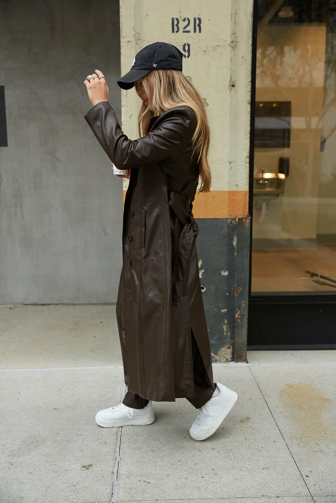 Berlin Vegan Leather Trench Coat