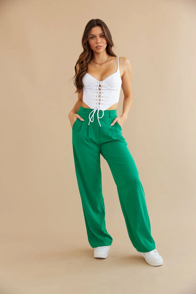 New Threads Dublin Pleated Wide Leg Trouser