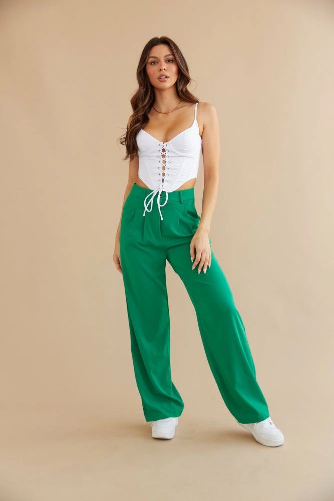 New Threads Dublin Pleated Wide Leg Trouser