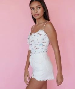 AT New Threads Cece Ruched Mesh Bodysuit