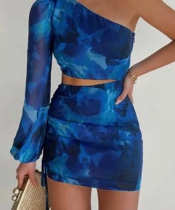 Runaway New Threads Calista Mini Dress In Blue