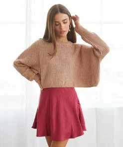 Kirby Knit Sweater In Camel Brown