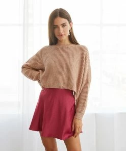 Kirby Knit Sweater In Camel Brown