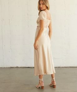 Native Daughters True Satin Cut Out Midi Dress