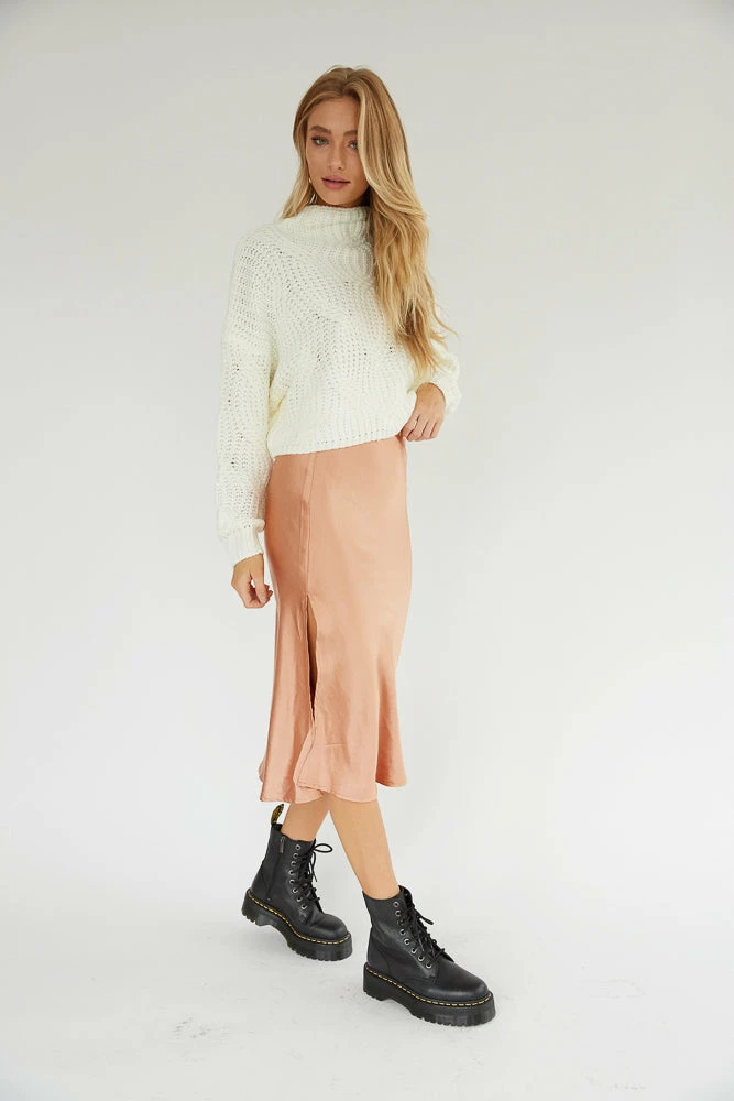 Eliza Satin Midi Skirt Sale