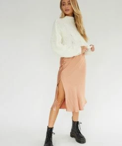 Eliza Satin Midi Skirt Sale