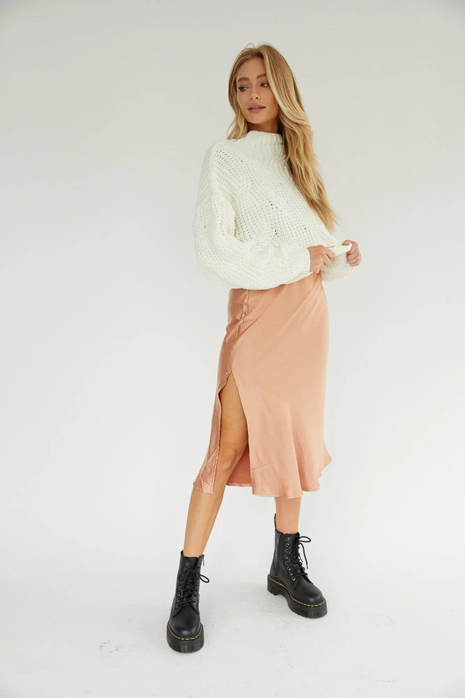 Eliza Satin Midi Skirt Sale