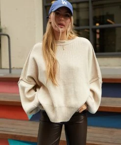 Phoebe Balloon Sleeve Sweater In Ecru