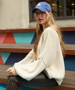 Phoebe Balloon Sleeve Sweater In Ecru