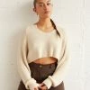Sale Sky Crop Knit Sweater In Cream