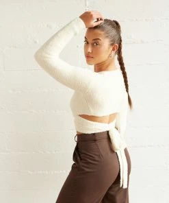 Kyoto Fuzzy Wrap Sweater In Ivory Sale