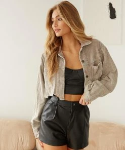 AT Chance Vintage Wash Corduroy Jacket In Grey