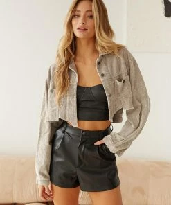 AT Chance Vintage Wash Corduroy Jacket In Grey