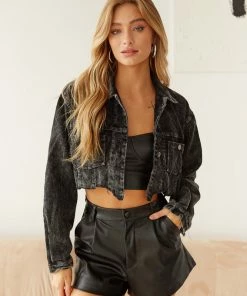 AT Sale Chance Vintage Wash Corduroy Jacket In Black