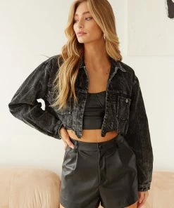 AT Sale Chance Vintage Wash Corduroy Jacket In Black