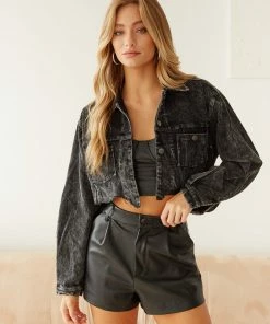 AT Sale Chance Vintage Wash Corduroy Jacket In Black