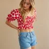 AT New Threads Daisy Puff Crop Top