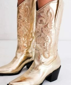Billini New Threads Danilo Western Boot In Gold Metallic