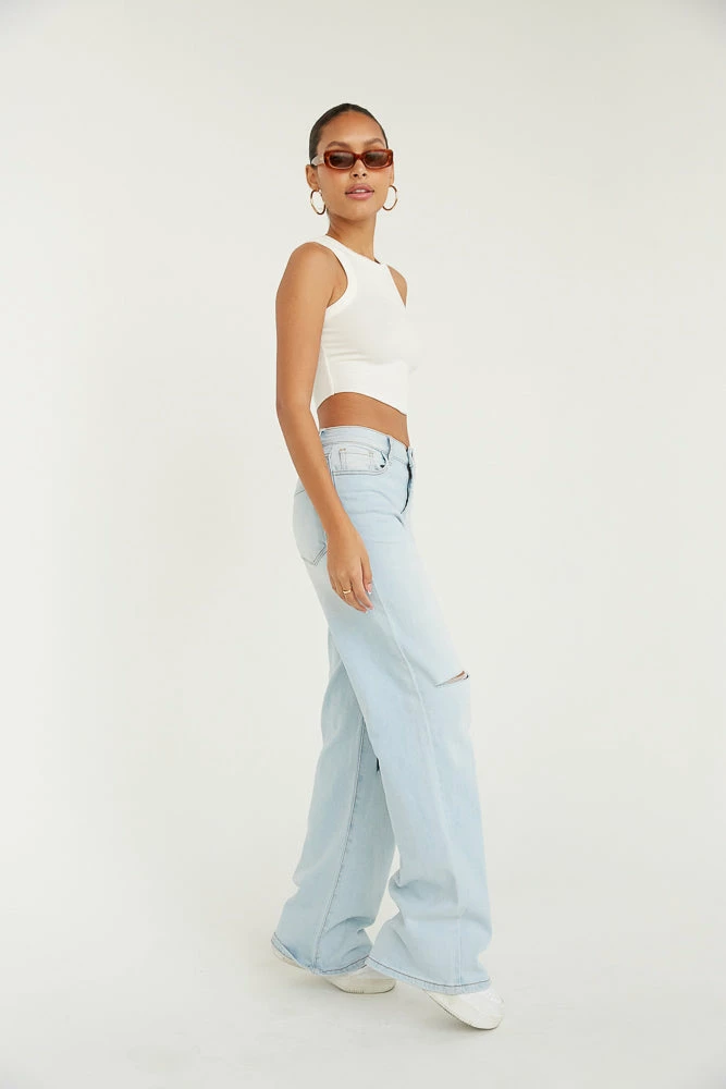 Vibrant New Threads Aiden Ripped Wide Leg Jeans
