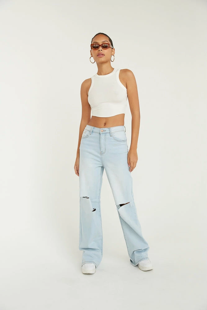 Vibrant New Threads Aiden Ripped Wide Leg Jeans