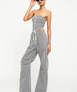 Lioness Miami Vice Pant In Navy Pinstripe