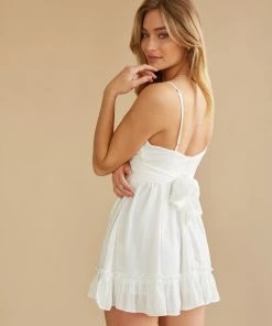 AT Emiliana Ruffle Mini Dress In White New Threads