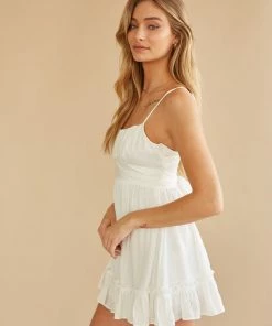 AT Emiliana Ruffle Mini Dress In White New Threads