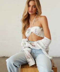 Native Daughters Loretta Floral Halter Crop Top