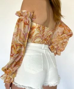 Runaway Vishaka Floral Bodysuit In Citrus New Threads