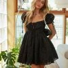 AT Frances Puff Sleeve Babydoll Dress In Black New Threads