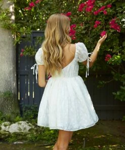 AT Frances Puff Sleeve Babydoll Dress In White