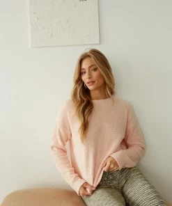 Sale Himalaya Fuzzy Knit Sweater In Peach