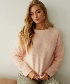 Sale Himalaya Fuzzy Knit Sweater In Peach