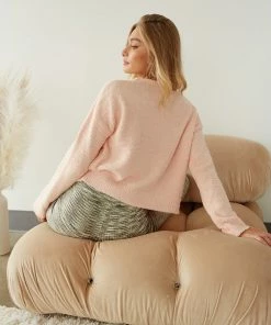 Sale Himalaya Fuzzy Knit Sweater In Peach