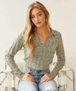 Kristina Collared Crop Sweater Sale