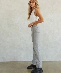AT Sale Kelton Plaid Slit Leg Pants