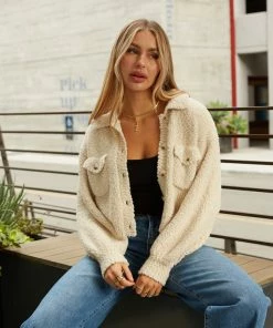 Izzy Fuzzy Crop Sweater In Ivory