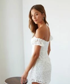 AT Karlie Lace Puff Sleeve Mini Dress In Pink