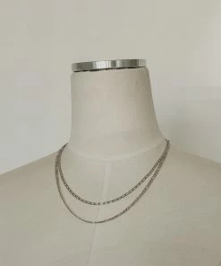 AT Supermodel Double Chain Necklace In Silver