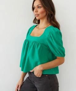 AT Lotus Puff Sleeve Top