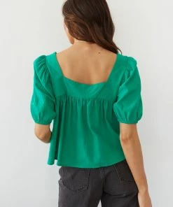 AT Lotus Puff Sleeve Top