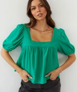 AT Lotus Puff Sleeve Top
