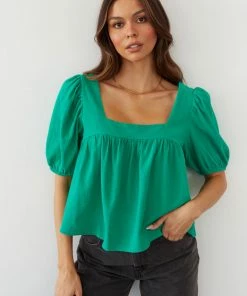 AT Lotus Puff Sleeve Top