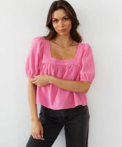 AT Lotus Puff Sleeve Top